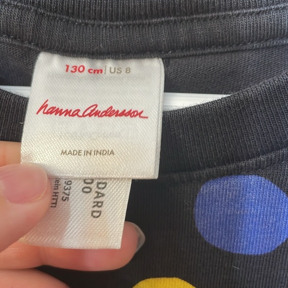 Hanna Andersson UEC Girls Size 8 Black Pink Polka Dot Skater Dress Celebration - Picture 6 of 11